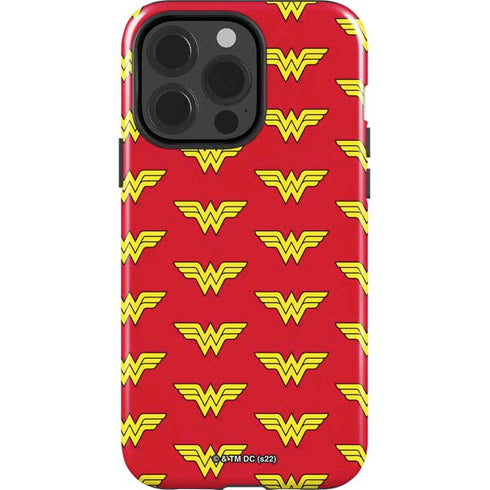 DC Comics Wonder Woman Logo Pattern iPhone 14 Pro Impact Case