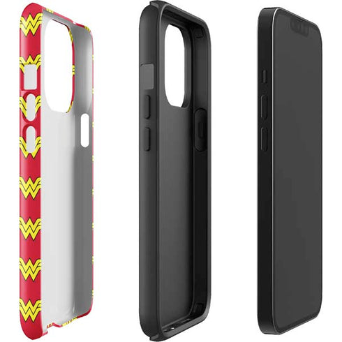 DC Comics Wonder Woman Logo Pattern iPhone 14 Pro Impact Case