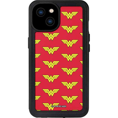 DC Comics Wonder Woman Logo Pattern iPhone 15 Plus Waterproof Case