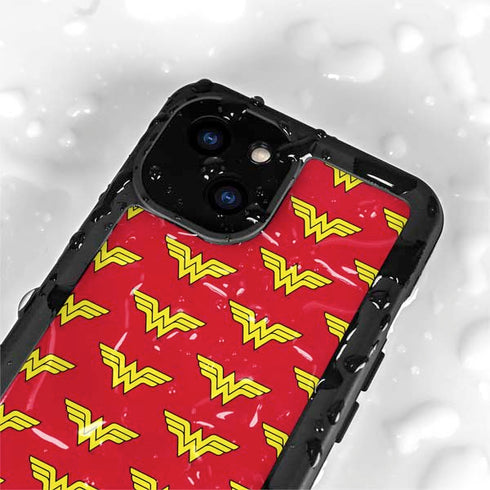 DC Comics Wonder Woman Logo Pattern iPhone 15 Plus Waterproof Case