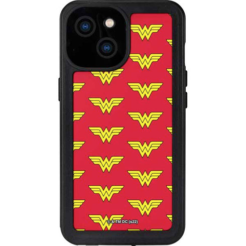 DC Comics Wonder Woman Logo Pattern iPhone 15 Waterproof Case