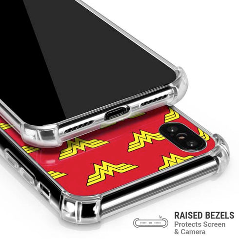 DC Comics Wonder Woman Logo Pattern iPhone XS Max Clear Case