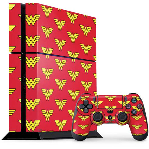 DC Comics Wonder Woman Logo Pattern PS4 Console and Controller Bundle Skin
