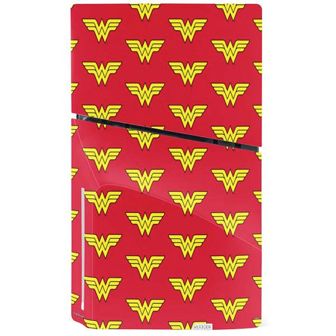 DC Comics Wonder Woman Logo Pattern PS5 Slim Disk Bundle Skin