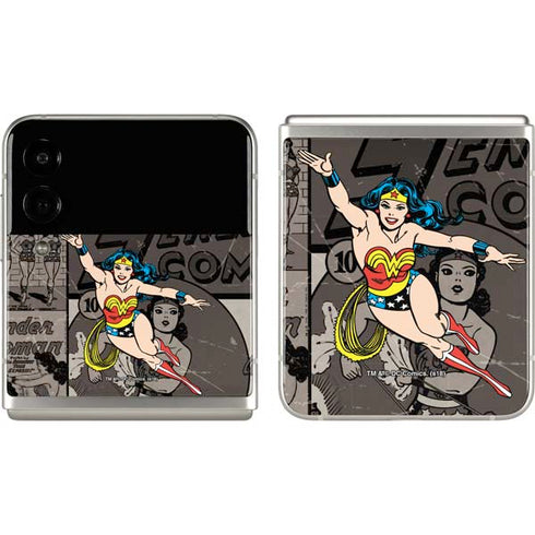 DC Comics Wonder Woman Vintage pose pattern Galaxy Z Flip3 5G Skin
