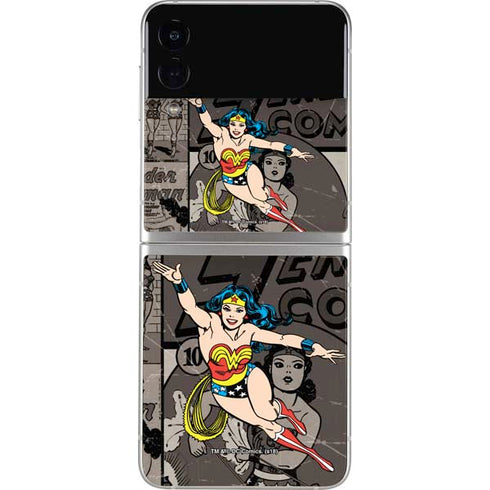DC Comics Wonder Woman Vintage pose pattern Galaxy Z Flip4 5G Skin