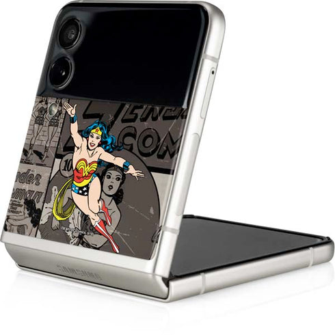 DC Comics Wonder Woman Vintage pose pattern Galaxy Z Flip4 5G Skin