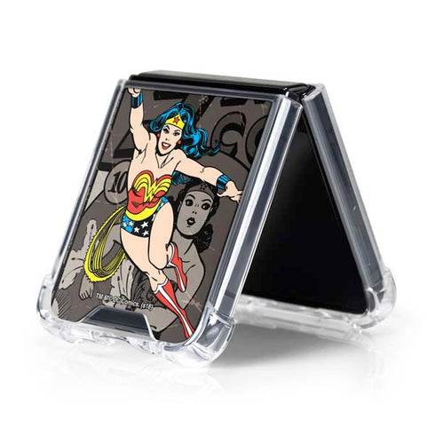 DC Comics Wonder Woman Vintage pose pattern Galaxy Z Flip5 5G Clear Case