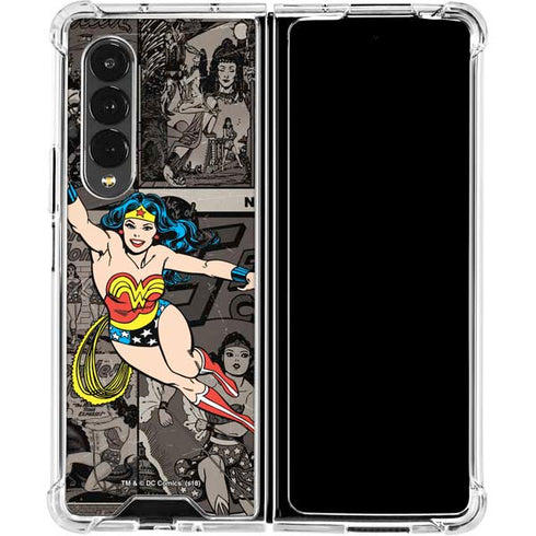 DC Comics Wonder Woman Vintage pose pattern Galaxy Z Fold4 5G Clear Case