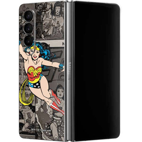 DC Comics Wonder Woman Vintage pose pattern Galaxy Z Fold4 5G Skin