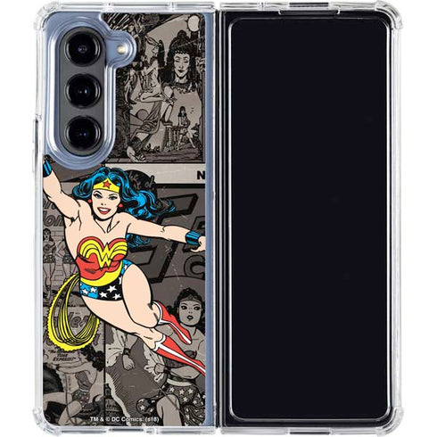DC Comics Wonder Woman Vintage pose pattern Galaxy Z Fold5 5G Clear Case