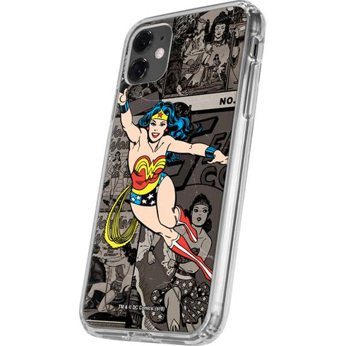 DC Comics Wonder Woman Vintage pose pattern iPhone 11 Clear Case