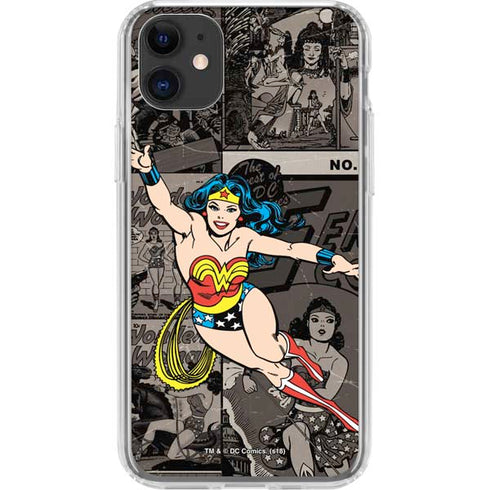DC Comics Wonder Woman Vintage pose pattern iPhone 11 Clear Case