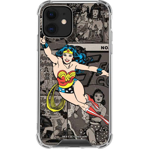 DC Comics Wonder Woman Vintage pose pattern iPhone 12 Clear Case