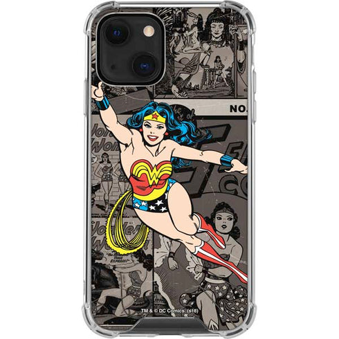 DC Comics Wonder Woman Vintage pose pattern iPhone 13 Mini Clear Case