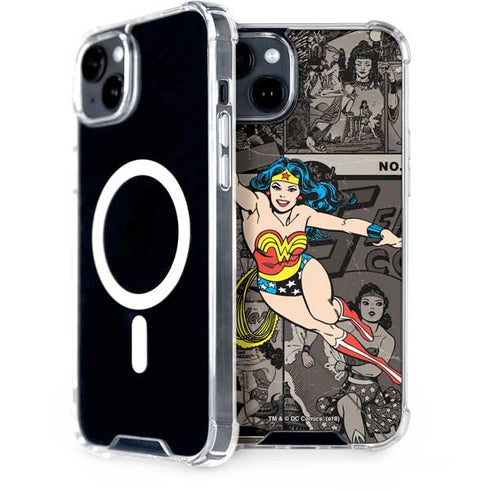 DC Comics Wonder Woman Vintage pose pattern iPhone 15 Plus MagSafe Case