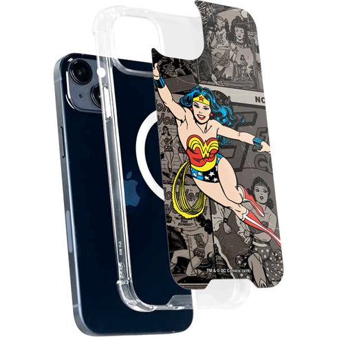 DC Comics Wonder Woman Vintage pose pattern iPhone 14 Plus MagSafe Case