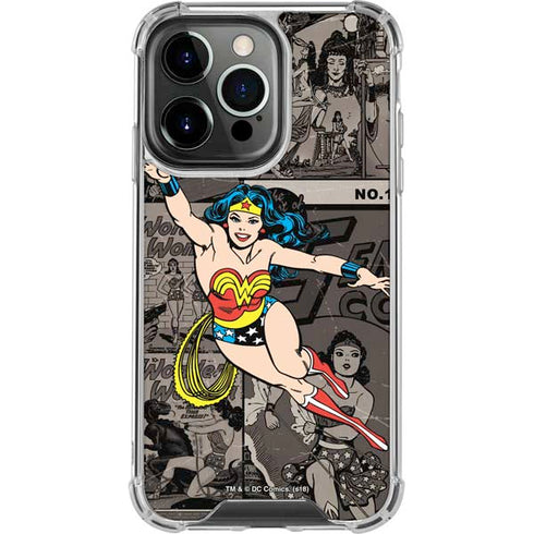 DC Comics Wonder Woman Vintage pose pattern iPhone 14 Pro Clear Case
