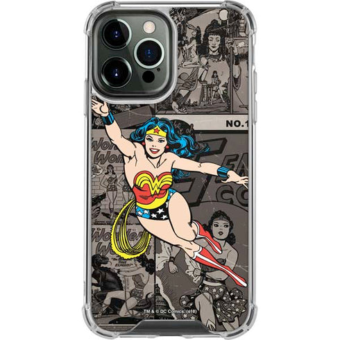 DC Comics Wonder Woman Vintage pose pattern iPhone 15 Pro Max Clear Case