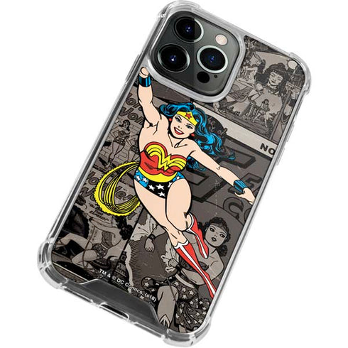 DC Comics Wonder Woman Vintage pose pattern iPhone 14 Pro Max Clear Case