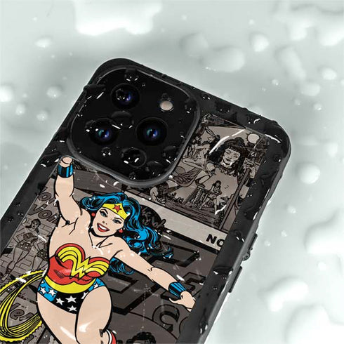 DC Comics Wonder Woman Vintage pose pattern iPhone 14 Pro Max Waterproof Case