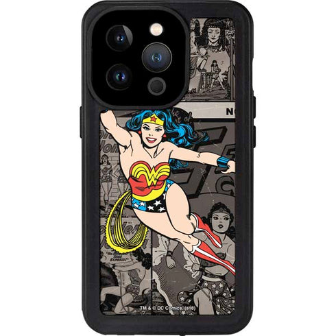 DC Comics Wonder Woman Vintage pose pattern iPhone 14 Pro Waterproof Case