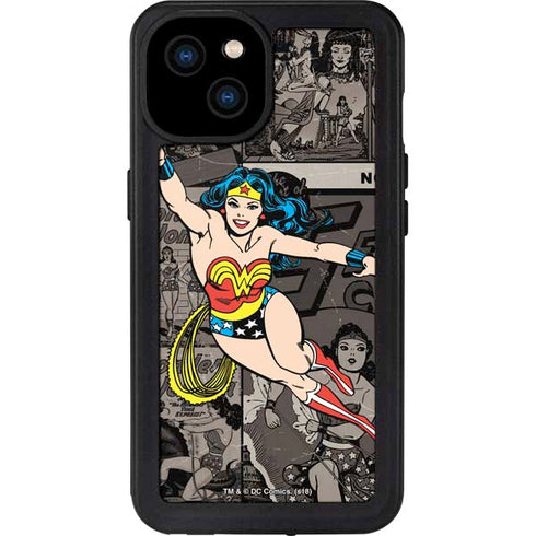 DC Comics Wonder Woman Vintage pose pattern iPhone 15 Plus Waterproof Case