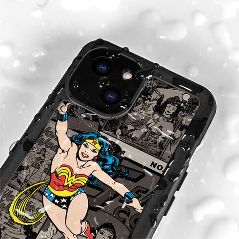 DC Comics Wonder Woman Vintage pose pattern iPhone 15 Plus Waterproof Case