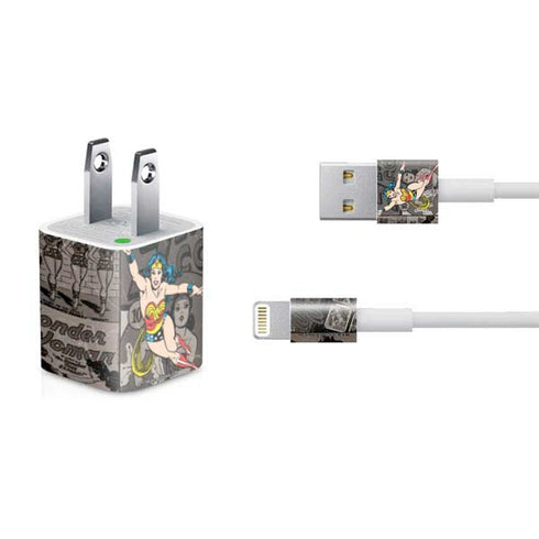 DC Comics Wonder Woman Vintage pose pattern iPhone Charger (5W USB) Skin