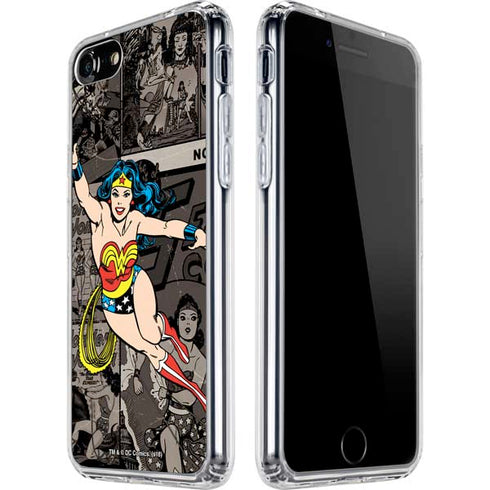 DC Comics Wonder Woman Vintage pose pattern iPhone SE (2nd & 3rd Gen) Clear Case