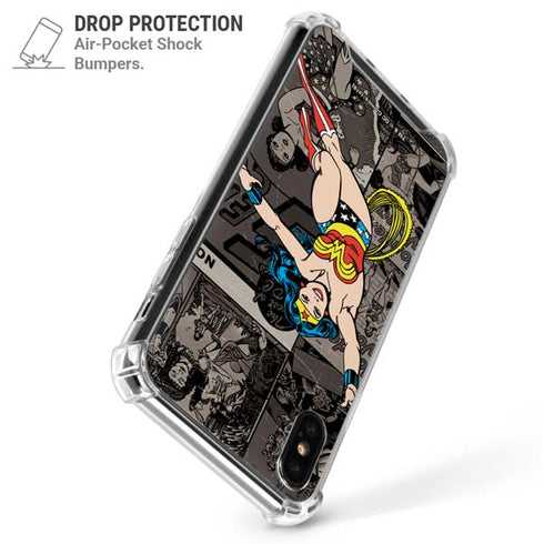 DC Comics Wonder Woman Vintage pose pattern iPhone XS Max Clear Case
