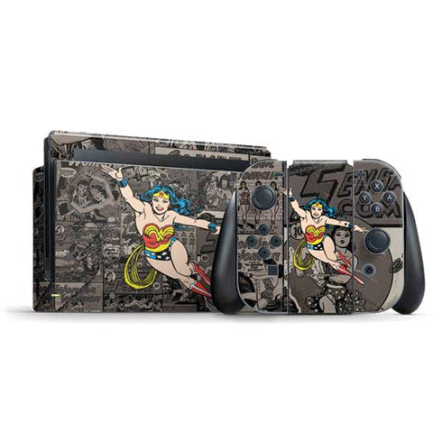 DC Comics Wonder Woman Vintage pose pattern Nintendo Switch Bundle Skin