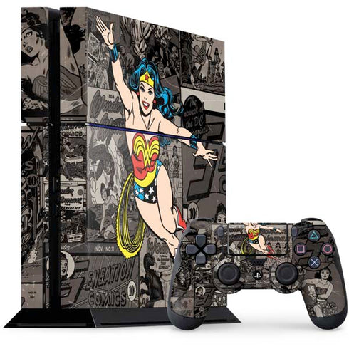 DC Comics Wonder Woman Vintage pose pattern PS4 Console and Controller Bundle Skin