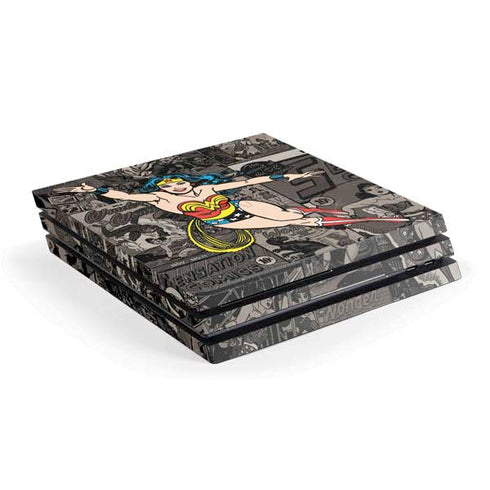 DC Comics Wonder Woman Vintage pose pattern PS4 Pro Console Skin