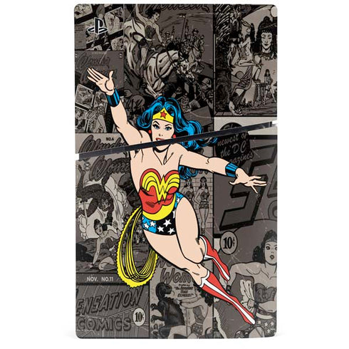 DC Comics Wonder Woman Vintage pose pattern PS5 Slim Disk Bundle Skin