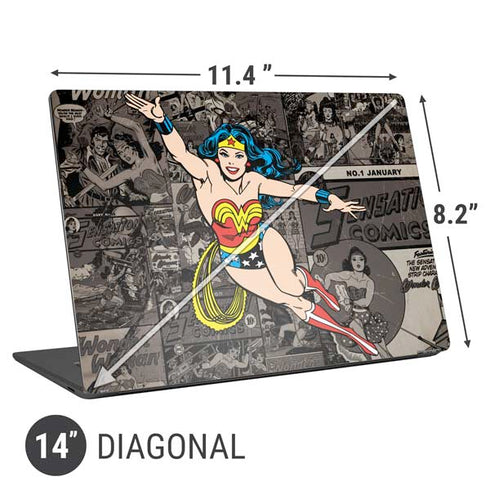 DC Comics Wonder Woman Vintage pose pattern Universal Laptop 14in (11.4 x 8.2in) Skin