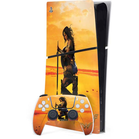 DC Comics Wonder Woman Character Movie Poster PS5 Slim Digital Edition Console Skin