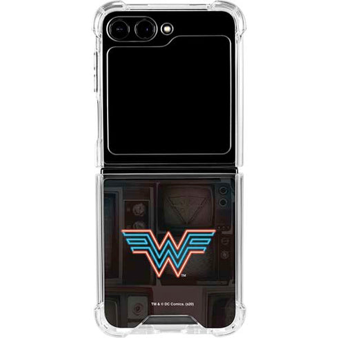 Wonder Woman 1984 (2020) Neon Logo Galaxy Z Flip5 5G Clear Case
