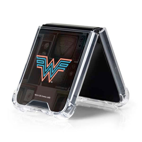 Wonder Woman 1984 (2020) Neon Logo Galaxy Z Flip5 5G Clear Case