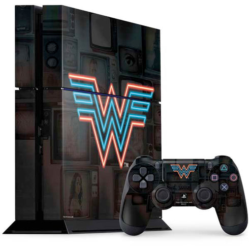 Wonder Woman 1984 (2020) Neon Logo PS4 Console and Controller Bundle Skin