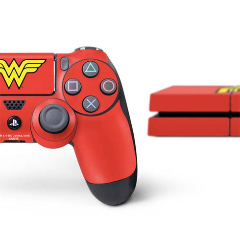 DC Comics Wonder Woman Classic Logo PS4 Console and Controller Bundle Skin