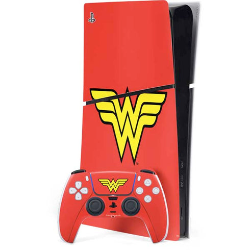 DC Comics Wonder Woman Classic Logo PS5 Slim Digital Edition Console Skin