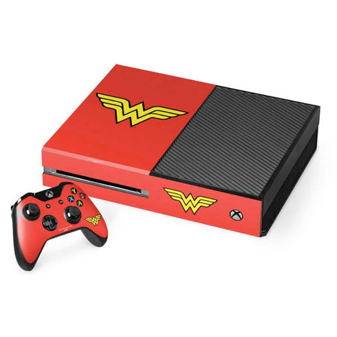 DC Comics Wonder Woman Classic Logo Xbox One Console and Controller Bundle Skin