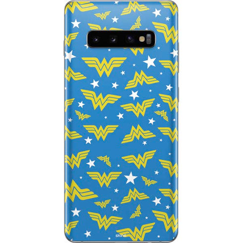 DC Comics Wonder Woman Logo Pattern Galaxy S10 Plus Skin