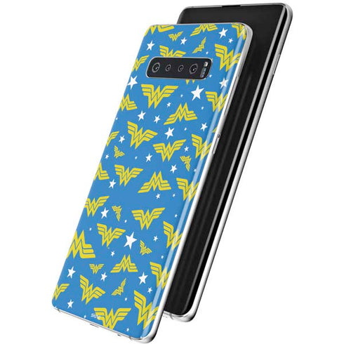 DC Comics Wonder Woman Logo Pattern Galaxy S10 Plus Skin