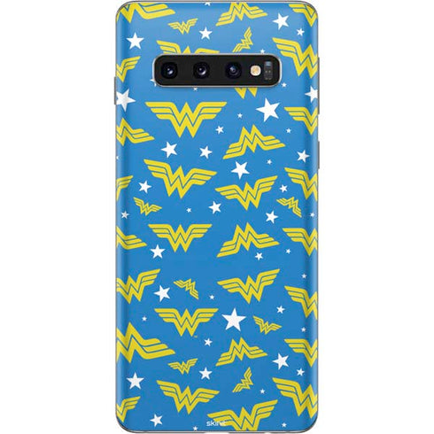 DC Comics Wonder Woman Logo Pattern Galaxy S10 Skin