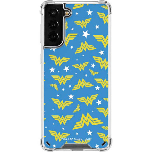 DC Comics Wonder Woman Logo Pattern Galaxy S21 Plus 5G Clear Case
