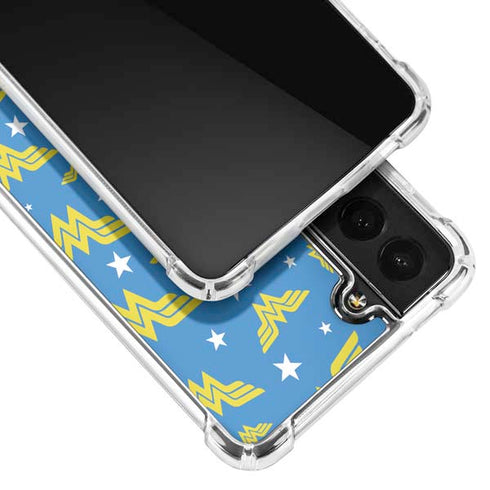 DC Comics Wonder Woman Logo Pattern Galaxy S21 Plus 5G Clear Case