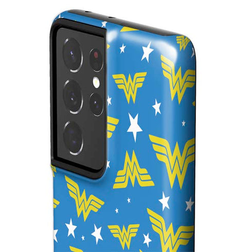 DC Comics Wonder Woman Logo Pattern Galaxy S21 Ultra 5G Pro Case