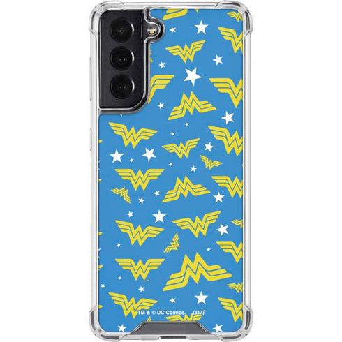 DC Comics Wonder Woman Logo Pattern Galaxy S22 Clear Case